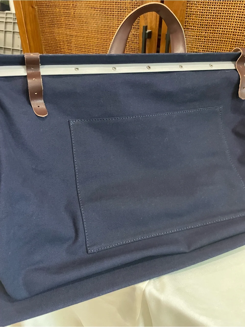 Line of Trade Leather-Trim Navy Weekender MENS Canvas Carry on travel  Bag